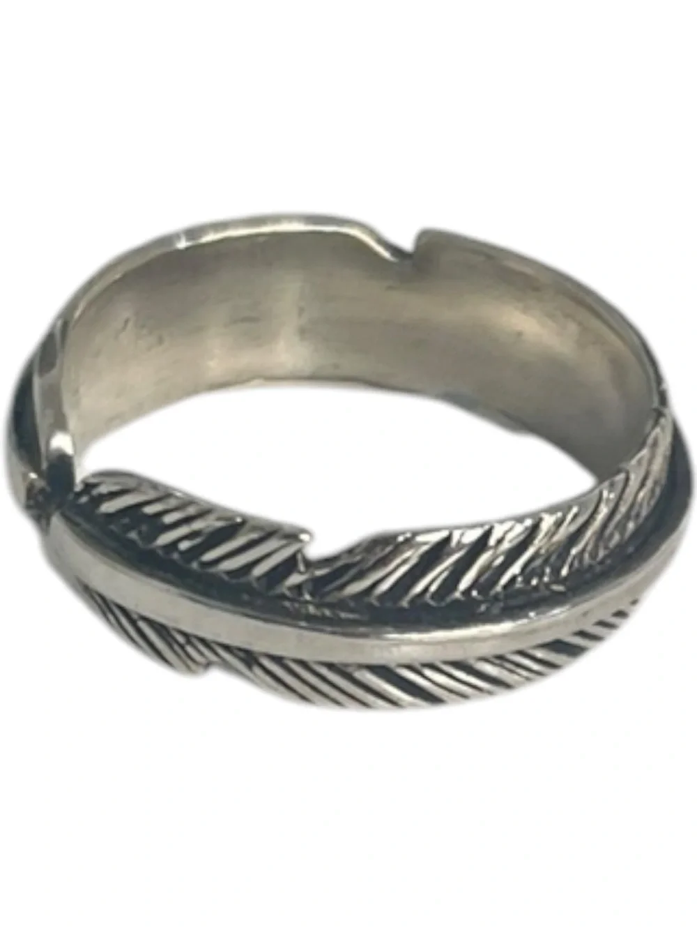 Chan Luu Carved Feather Open-Back Ring Silver